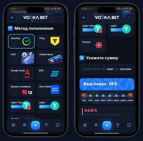 Способы оплаты в Vodka Casino
